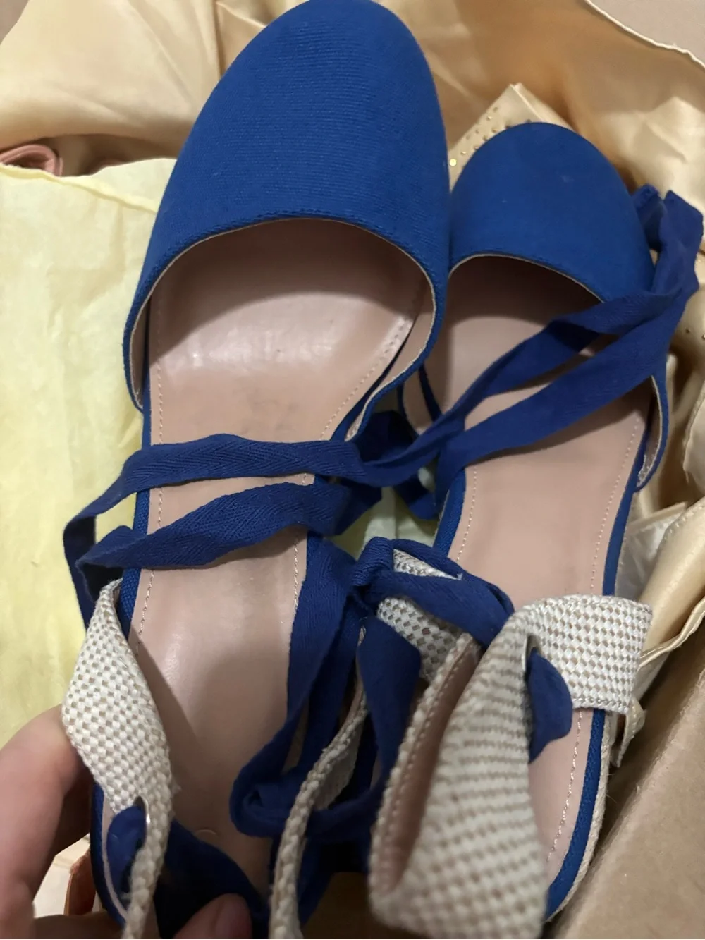 Blue Lace-Up Women's Flats